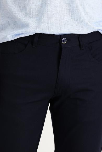 Erkek Giyim - KOYU LACİVERT 46 Beden Slim Fit Likralı Kanvas / Chino Pantolon