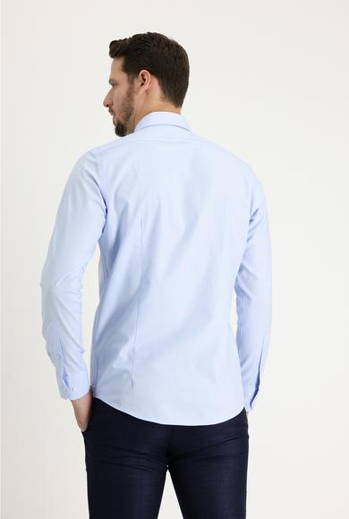 Erkek Giyim - UÇUK MAVİ L Beden Uzun Kol Slim Fit Oxford Pamuk Gömlek
