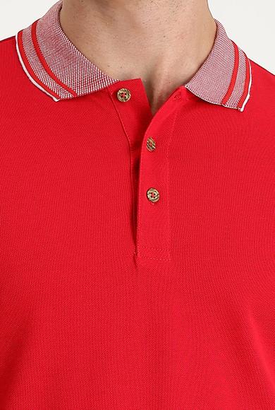 Erkek Giyim - AÇIK KIRMIZI L Beden Polo Yaka Slim Fit Pamuk Tişört