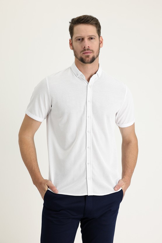Erkek Giyim - Polo Yaka Regular Fit Düğmeli Tişört