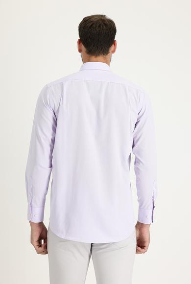 Erkek Giyim - AÇIK MOR 3X Beden Uzun Kol Regular Fit Pamuklu Gömlek
