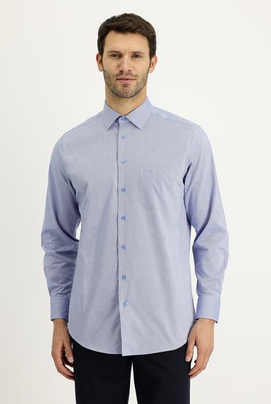 Erkek Giyim - AÇIK MAVİ L Beden Uzun Kol Klasik Desenli Pamuk Gömlek