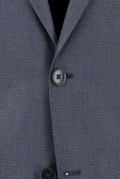 Erkek Giyim - KOYU MAVİ 52 Beden Klasik Desenli Takım Elbise