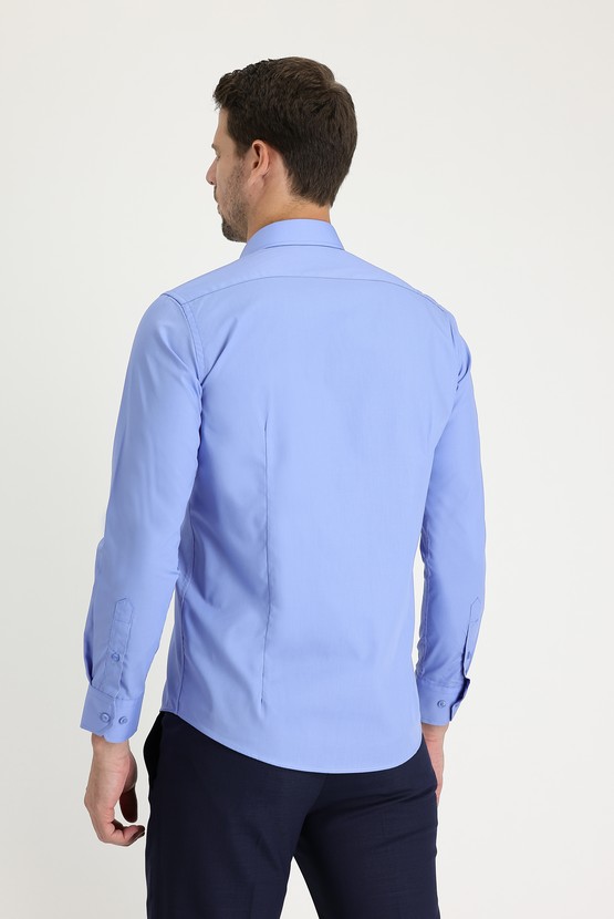 Erkek Giyim - Uzun Kol Slim Fit Dar Kesim Klasik Pamuklu Gömlek