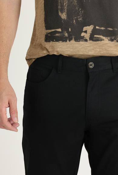 Erkek Giyim - SİYAH 52 Beden Slim Fit Likralı Kanvas / Chino Pantolon