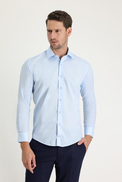 Erkek Giyim - UÇUK MAVİ L Beden Uzun Kol Slim Fit Dar Kesim Klasik Pamuklu Gömlek