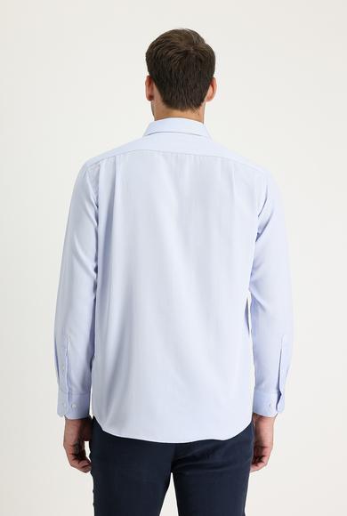 Erkek Giyim - AÇIK MAVİ L Beden Uzun Kol Klasik Desenli Pamuklu Gömlek