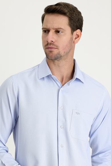 Erkek Giyim - AÇIK MAVİ M Beden Uzun Kol Klasik Desenli Pamuklu Gömlek