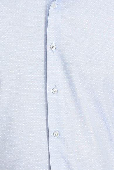 Erkek Giyim - UÇUK MAVİ XL Beden Uzun Kol Slim Fit Desenli Oxford Gömlek