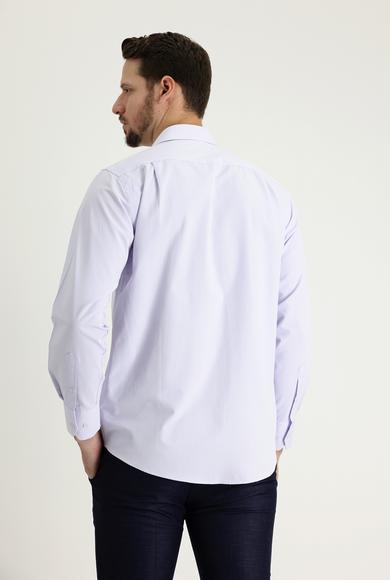 Erkek Giyim - LİLA XXL Beden Uzun Kol Klasik Desenli Pamuklu Gömlek