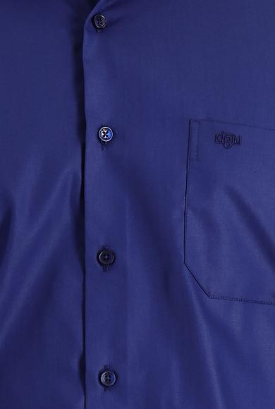 Erkek Giyim - ORTA LACİVERT XL Beden Uzun Kol Non Iron Klasik Pamuklu Gömlek