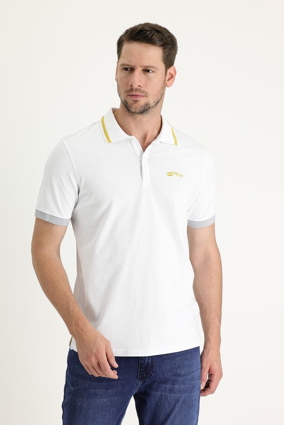 Erkek Giyim - Polo Yaka Slim Fit Pamuklu Tişört