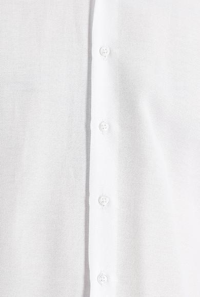 Erkek Giyim - BEYAZ XL Beden Uzun Kol Slim Fit Manşetli Pamuklu Gömlek