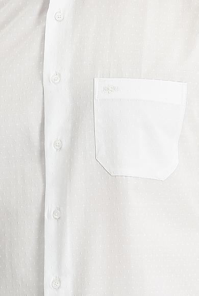 Erkek Giyim - BEYAZ M Beden Uzun Kol Desenli Klasik Pamuklu Gömlek
