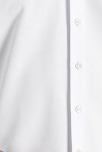 Erkek Giyim - BEYAZ S Beden Uzun Kol Slim Fit Dar Kesim Klasik Desenli Pamuklu Gömlek