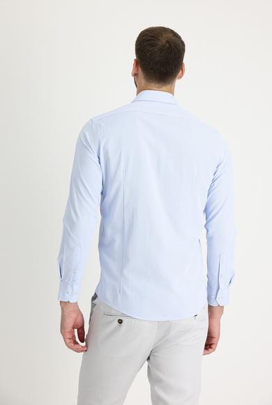 Erkek Giyim - UÇUK MAVİ M Beden Uzun Kol Slim Fit Dar Kesim Klasik Gömlek