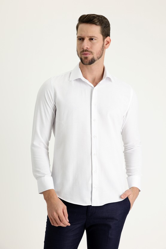 Erkek Giyim - Uzun Kol Slim Fit Dar Kesim Pamuklu Gömlek