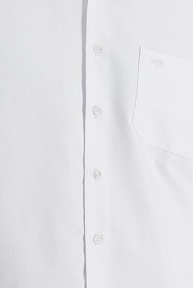 Erkek Giyim - BEYAZ XXL Beden Uzun Kol Klasik Desenli Pamuklu Gömlek