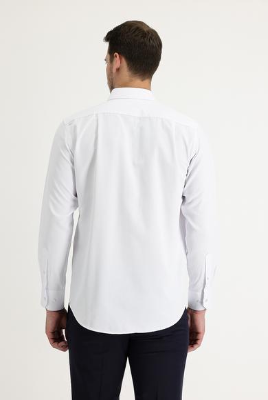 Erkek Giyim - BEYAZ XXL Beden Uzun Kol Klasik Desenli Pamuklu Gömlek