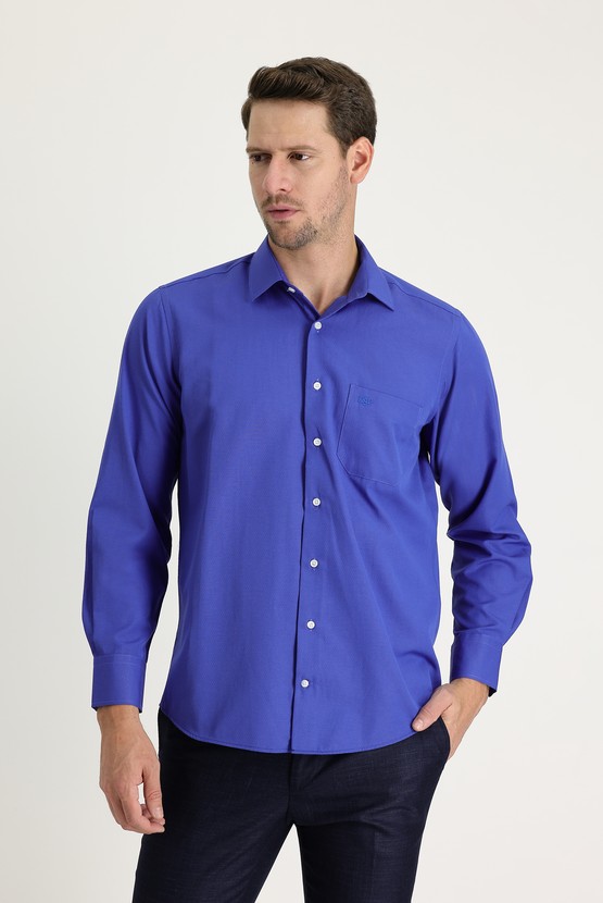Erkek Giyim - Uzun Kol Klasik Desenli Pamuklu Gömlek