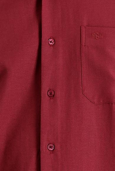 Erkek Giyim - AÇIK BORDO XXL Beden Uzun Kol Klasik Desenli Pamuklu Gömlek