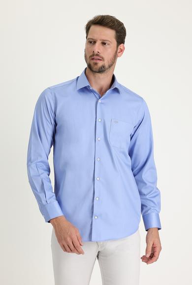 Erkek Giyim - AÇIK MAVİ 3X Beden Uzun Kol Non Iron Klasik Pamuklu Gömlek