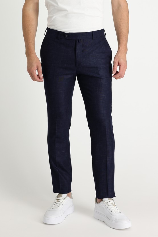 Erkek Giyim - Super Slim Fit Ekstra Dar Kesim Desenli Likralı Klasik Pantolon