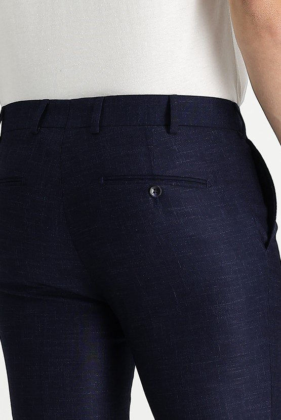 Erkek Giyim - Super Slim Fit Ekstra Dar Kesim Desenli Likralı Klasik Pantolon