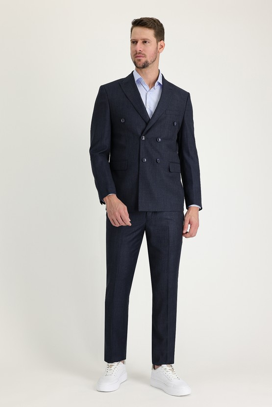 Erkek Giyim - Slim Fit Kruvaze Takım Elbise
