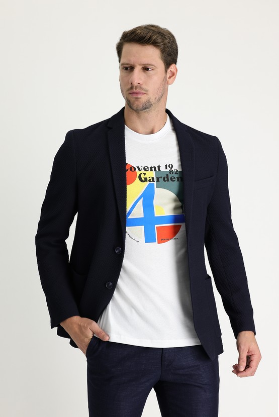 Erkek Giyim - Super Slim Fit Ekstra Dar Kesim Desenli Ceket