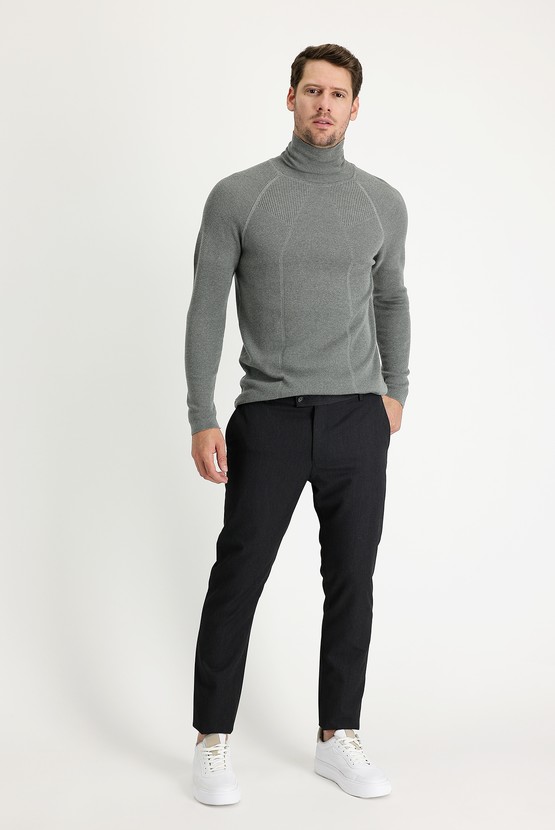 Erkek Giyim - Super Slim Fit Ekstra Dar Kesim Klasik Kumaş Pantolon