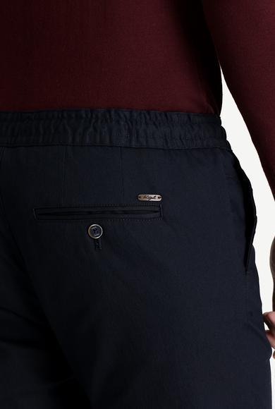 Erkek Giyim - KOYU LACİVERT 60 Beden Regular Fit Beli Lastikli İpli Likralı Pantolon