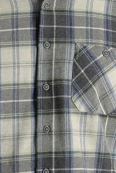 Erkek Giyim - AÇIK GRİ L Beden Regular Fit Ekose Shacket Oduncu Pamuklu Gömlek
