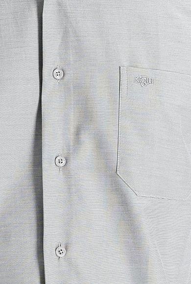 Erkek Giyim - ORTA GRİ 4X Beden Uzun Kol Klasik Desenli Gömlek