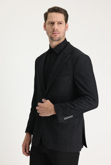 Erkek Giyim - SİYAH 60 Beden Klasik Desenli Ceket