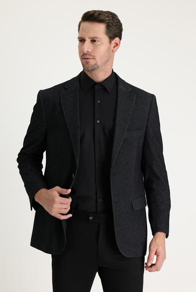 Erkek Giyim - SİYAH 60 Beden Klasik Desenli Ceket