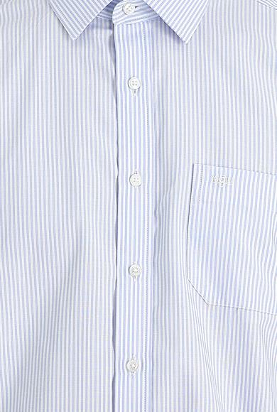 Erkek Giyim - AÇIK MAVİ XL Beden Uzun Kol Regular Fit Çizgili Pamuklu Gömlek