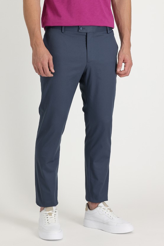 Erkek Giyim - Super Slim Fit Ekstra Dar Kesim Pamuk Klasik Kumaş Pantolon