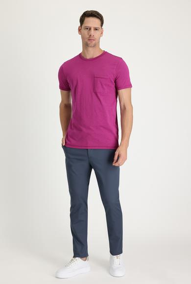 Erkek Giyim - ORTA PETROL 44 Beden Süper Slim Fit Pamuk Klasik Pantolon