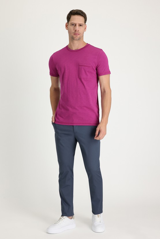 Erkek Giyim - Super Slim Fit Ekstra Dar Kesim Pamuk Klasik Kumaş Pantolon