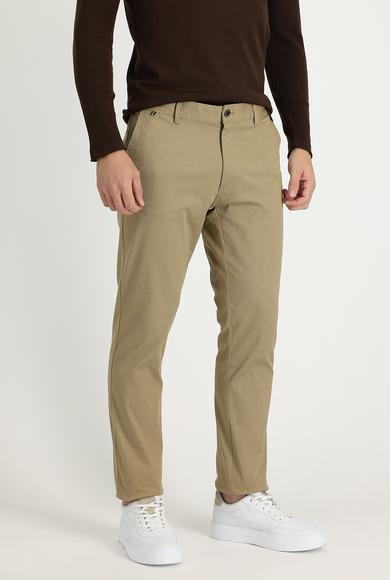 Erkek Giyim - KOYU BEJ 58 Beden Regular Fit Likralı Kanvas / Chino Pantolon