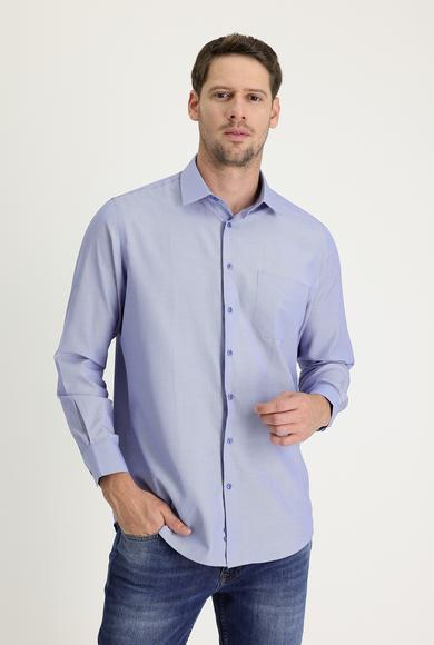 Erkek Giyim - MAVİ XXL Beden Uzun Kol Klasik Pamuklu Gömlek