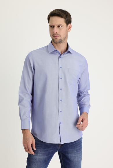 Erkek Giyim - MAVİ XXL Beden Uzun Kol Klasik Pamuklu Gömlek