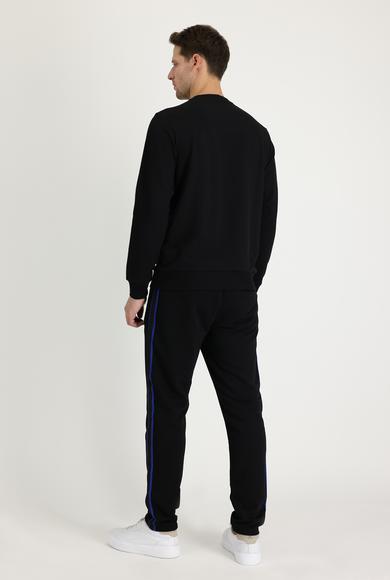 Erkek Giyim - Siyah M Beden Slim Fit Pamuklu Sweatpant / Eşofman Altı