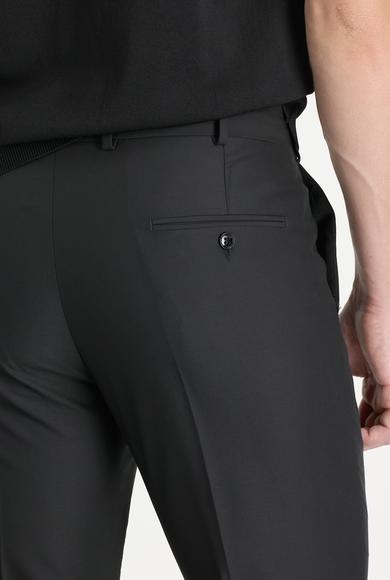 Erkek Giyim - KOYU SİYAH 46 Beden Slim Fit Dar Kesim Klasik Kumaş Pantolon
