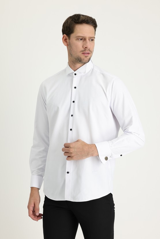 Erkek Giyim - Uzun Kol Ata Yaka Klasik Pamuklu Gömlek