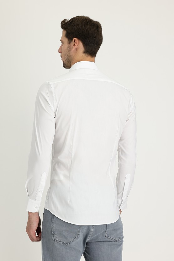 Erkek Giyim - Uzun Kol Super Slim Fit Ekstra Dar Kesim Klasik Gömlek