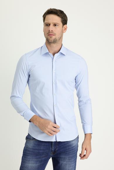 Erkek Giyim - UÇUK MAVİ XXL Beden Uzun Kol Süper Slim Fit Klasik Gömlek