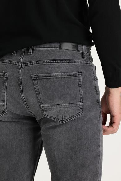 Erkek Giyim - ORTA GRİ 33 Beden Slim Fit Likralı Denim Pantolon