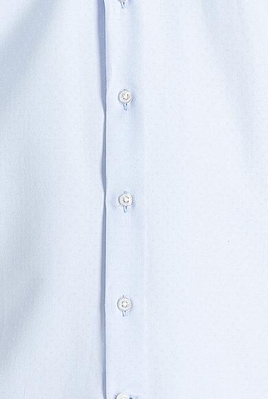Erkek Giyim - UÇUK MAVİ L Beden Uzun Kol Slim Fit Dar Kesim Klasik Desenli Pamuklu Gömlek